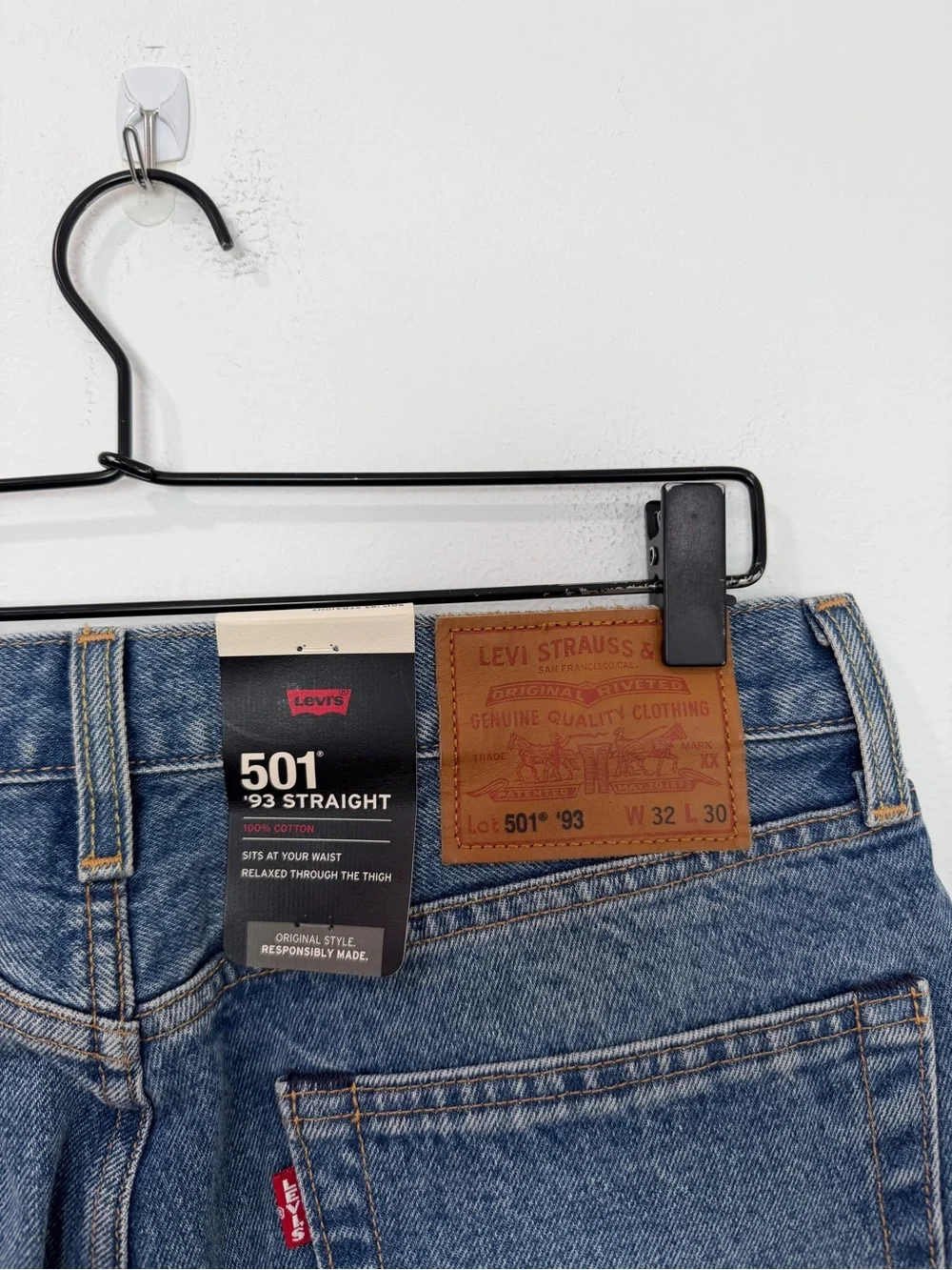 Levi's 501 Jeans Mens Size 32x30 '93 Straight Blue Premium Distressed Patchwork